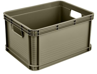 keeeper robert Transportbox, 20 l, 40 x 30 x 22 cm, Olivgrün | Verstärkte Ränder und Seiten, Fest integrierte Griffe, Sicher und platzsparend aufeinander stapelbar, Max. Tragkraft 30 kg