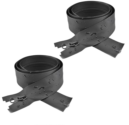 THXFUNAREA 2 Pezzi 70 cm Nero Cerniera per Giubbotto, Chiusura Lampo Impermeabile a 2 Vie Divisibile, Cerniere Lampo, Cerniera Lampo 70 cm, Cerniera Allarga Giubbotto