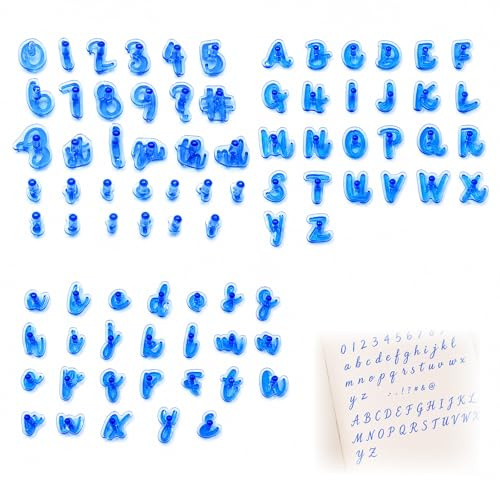 SHIQUAN 83 Pcs Letter and Number Fondant Stamps | Food-Grade Materials, Reusable Plastic Cake Alphabet Stamps, Letter Stamps for Clay, for Wedding Birthday Christmas Cake