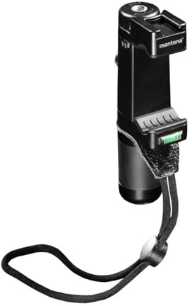 Mantona Smartphone Halter Movie Maker - Professionelle, komfortable Smartphone Halterung Griff Halter Klemme, Alu Griff, für Smartphone und iPhone Breite 55-94 mm, 3x 1/4 Zoll und Blitzschuh, 21494, Schwarz