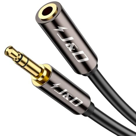 J&D 3.5mm Male to Female Extension Cable, Gold Plated Copper Shell Heavy Duty Aux Stereo Jack Lead Headphone Audio Adapter Compatible for Home/Car Speakers, Smartphones, Headphones, 9 Feet/2.7 Meter