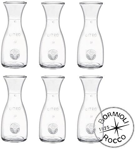 Bormioli Rocco Caraffa Vino MISURA Cantina 1 Litro Vetro Trasparente Brocca con Segno di riempimento
