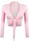 Gloop Damen Schöne, Elegante Bolero Jäckchen Langarm Bolero zum Knoten,Rosa,M