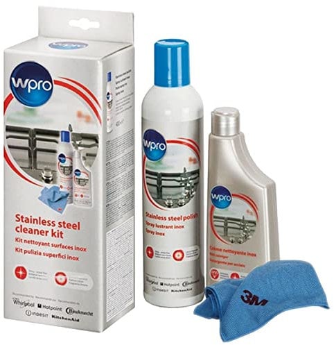 Stainless steel cleaning kit consisting of: a stainless steel cream 250 ml + a 400 ml stainless steel polish and an original 3M microfibre cloth. Accessories and maintenance 484000008