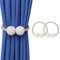 Magnetic Curtain Tie Backs, Magnetic Curtain Clips Rope Curtain Holder Buckles Small Bead Curtain Buckle Clips Rope Holders for Home Office Hotel Window Decoration (2-PACK, Beige)