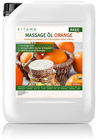 Kitama Huile de Massage aromatique Orange 5000ml (5 litres) pour massage thaï bien-être physiothérapie spa wellness