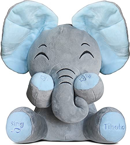 Tihoho Peek A Boo Éléphant animé Parlant en Peluche pour bébé éléphant Chantant Mignon Jouet en Peluche pour bébé péage Enfant garçon Fille Cadeau réglable Son (Bleu)…