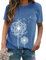 WIEIYM Damen T-Shirt mit Rundhals, Lässiges Löwenzahn Gedruckt Tee Shirt Sommer Basic Leicht Tunika Frauen Teenager Mädchen Mode Freizeit Tunika Bluse Jahrgang Tops (Hellblau, 2XL