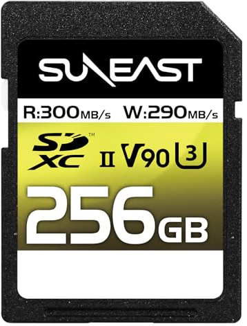 SUNEAST SDXC Karte 256GB bis zu 300MB/s UHS-II U3 V90 pSLC 4K 8K ULTIMATE PRO Professional Memory Card SE-SDU2256GA300