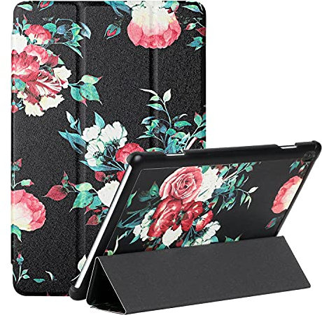 MadBee Tablet Coque pour Lenovo Tab M10 TB-X605F/TB-X505F, PU Cuir Flip Housse Étui Support Coque de Tablet, Léger Housse Tablette Cover [Non Sommeil/Réveil Automatique] (Fleur)