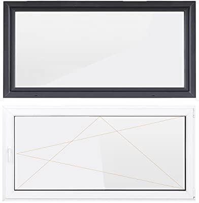 Bastion Fenster Kellerfenster 1 Flügel Dreh-Kipp 2-fach Verglasung RC2 BA außen anthrazit/innen weiß 70 mm Profil (1000 x 500 mm Rechts)