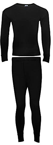 Heat Stoke®️ Men's Thermal Long Sleeves T-Shirt Long Johns Trouser Warm Base layer Black Charcoal S,M,L,XL,XXL (SINGAL SET BLACK, S)