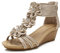 FRALOSHA Sandalen damen keilsandalen sommer offene Zehen lässig mit absatz Strandsandalen plateau sommerschuhe Gold 38 EU