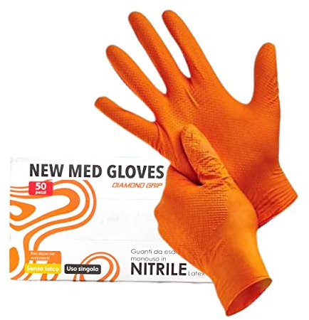 MA Y MA ENJOY SHARING 500 Guanti in Nitrile Arancioni Taglia M, Senza Polvere, Senza Lattice, Ipoallergenici, Certificati CE conforme alla norma EN455, Guanti per Alimenti, Guanti Monouso