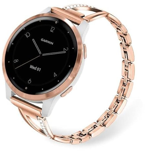 TRUMiRR Ersatz für Garmin Venu 3S/Venu 2S/Vivoactive 4S/Vivomove 3S Damen Armband,18mm Metall Masche Edelstahl Uhrenarmband Ersatzband für Fossil Damen Q Venture HR Gen 4/Gen 3,Withings Steel HR 36mm