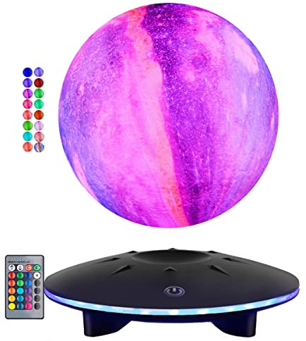 Schwebende Mond Lampe, 3D-Druck Spinning Moon Light, magnetische schwebende Mond Lampe, LED-Kugellampen, Nachtlichter, Raumdekoration, technische Geräte, einzigartiges Geschenk (Galaxy 16 Farben)