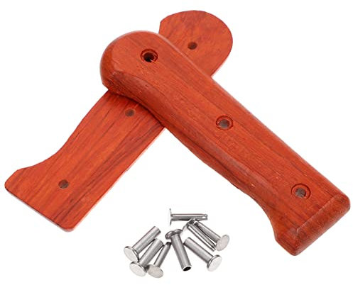 Luxshiny Küchenmesser Ersatzgriff Messer Reparatur Griff Holz Messergriff Griff Messer Ersatzteile Zubehör mit Muttern für Zuhause Rot