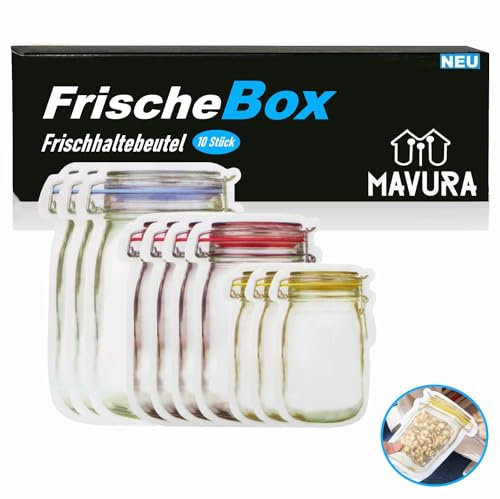 FrischeBox Aufbewahrungsbeutel Lebensmittelboxen, (Silikon Lebensmittelbeutel Frischhaltebeutel), Gefrierbeutel Frischhaltedosen [10er Set]