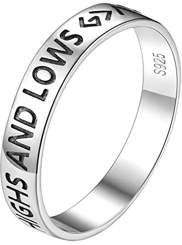FindChic Ring Silber 925 Damen Verlobungsring Paar Schlichter Schmaler Silberringe 4mm breit Glänzender Fingerring Highs and Lows Ring Geschenke für Frauen Männer Mädchen Größe 57