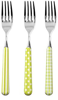 Home Provence Set 6 Forchette Tavola in Acciaio Inox, Decoro Verde