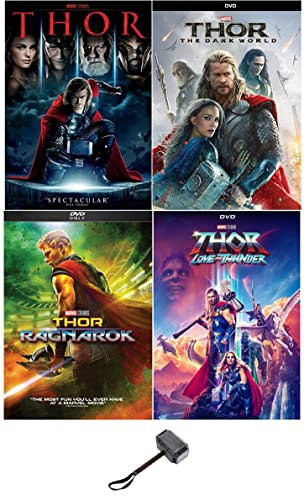 Marvel's Thor One 1 Two 2 Three 3 Four 4 Complete 4 DVD Movie Set Includes Thor's Hammer Decal