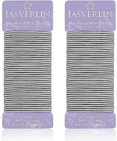 JASVERLIN 2MM Light Gray Hair Ties, No Slip Damage-free Hair Elastics Ponytail Holders for Women Girls Men, Rubber Bands Ties for Thin Fine Medium Thick Long Curly 80 Pieces
