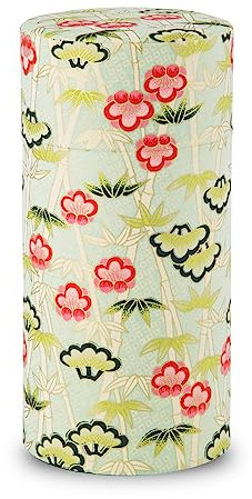 【NOREN】 Japanische Washi Teedose für Losen Tee 200g (Shoutikubai - Grün) / Mit Luftdichtem, Feuchtigkeitsbeständigem, Innenverschluss