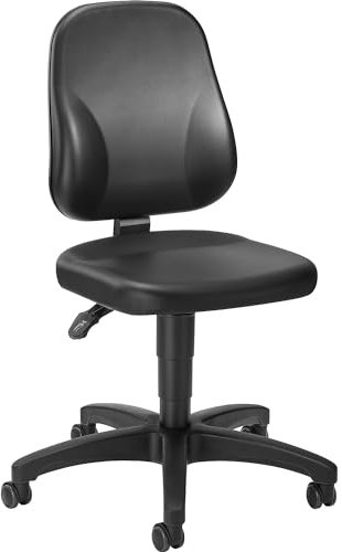 eurokraft | Arbeitsdrehstuhl | Kunstleder | mit Rollen | 440-620 mm