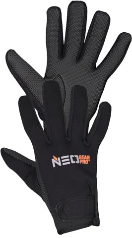 NEO GEAR PRO Operator Fleece-Futterhandschuh | Schwarz | Paar | Neopren-Material | vollständig winddicht | Fleecefutter | Haifischhaut Handfläche | 2 mm Dicke | (groß)