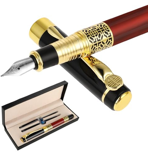 Cobee Luxury Fountain Pen Set, 0.7mm Metal Fountain Pen with 4 Pc 3.4mm Ink Cartridges Medium Point Business Writing Pen Calligraphy Pen for Journaling Signature School Office Gift Supplies