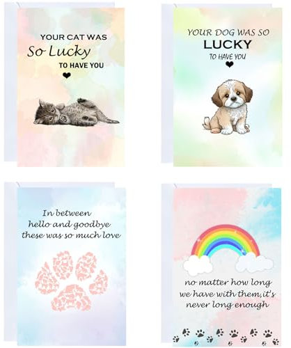 wootile Trauerkarten für den Verlust von Haustieren, 12 Stück, Trauerkarten für Hunde, Katzen und alle Haustiere, Trauer, Trauer, Grußkarten für Tierliebhaber, Hundefriseure, Haustierpflege, Tierärzte