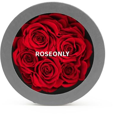 roseonly. Ewige Rose in runden Box, Echte Rosenbox, Konservierte Rosen, Infinity Rote Rose, Geschenke für Frauen, Freundin zum Geburtstag, Valentinstag, Weihnacht, Muttertag, Jubiläum