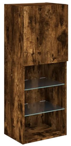 vidaXL TV Schrank, Fernsehschrank mit LED-Leuchten, Lowboard HiFi Schrank mit viel Stauraum, Wandmontage Fernsehtisch TV Möbel, Räuchereiche