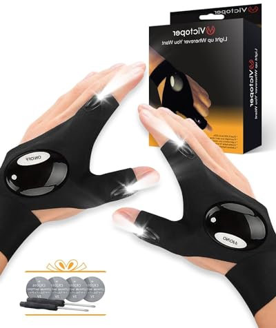 Gifts for Men LED Gloves with Lights Gifts for Dad Fishing Gifts for Men Funny Fishing Gloves With Light for Men Birthday Gifts for Mens Gifts for Christmas Stocking Fillers for Men/Women