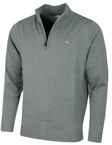 Calvin Klein Mens Campus 1/2 Zip Sweater - Sage - XXXXXL