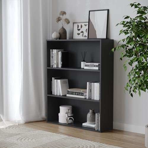 URBNLIVING Wide 3 Shelf Tier Wooden Bookcase Cabinet Storage Shelving Display Shelves Unit