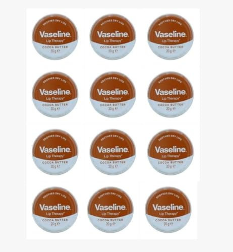 money-mate MM Vaseline Lip Therapy Kakaobutter, 20 g, 12er-Packung + kostenlose Hautpflegeprobe