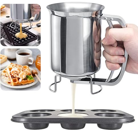 Bczhieulw Shaker Crepes, Distributeur de Pâte,Séparateur de Pâte, Distributeur d'Entonnoir, 800ml, pour Gâteaux, Muffins, Gaufres, Pancakes
