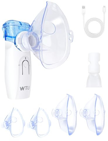 Nebuliser Machine for Adults and Kids, WTLI USB C Rechargeable Nebulizer Easy to Use & Clean Silent Efficient Atomization, Portable Handheld Steam Inhaler for Home and Travel Use