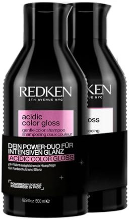 Redken XL Pflegeset für Reinigung und Farbschutz bei gefärbtem Haar, Langanhaltende Farbbrillanz, Mit Glanzkomplex & pH-ausgleichende Formel, Acidic Color Gloss Shampoo & Conditioner (je 500 ml)
