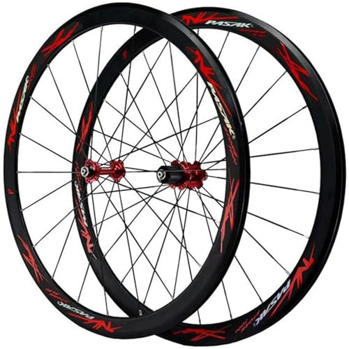 UNFRASLOP 700C Rennrad Felge 28 Zoll Fahrrad Laufrad Hohlkammerfelge Cut 7 8 9 10 11 12-Fach Für C/V-Brakes/Felgenbremse QR,Rot