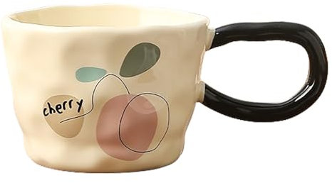 Keramik-Kaffeetasse, Teetasse, Tassen, große Keramik-Kaffeetasse für Au Lait, Double Shot, Cafe Mokka, Tee, 400 ml (Beige)