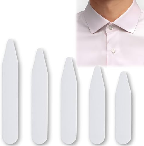 ZUWIJEQ 50er Set Kragenstäbchen für Herrenhemden in 5 Größen - Kragenverstärker aus Stäbchen für einen perfekten Sitz des Hemdkragens, Ideal als Geschenk für Vater oder Ehemann,