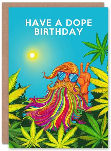 Artery8 Have A Dope Day Happy Colourful Beard Hippie Blank For Him Or Her Art Birthday Card