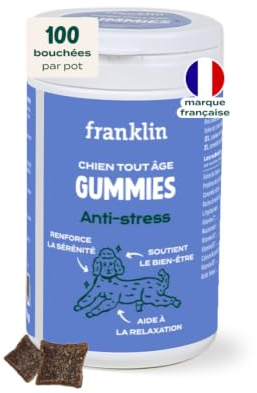 Franklin – Anti-Stress Chien – Apaisant et Diminution Anxiété – 150g | Actifs naturels – Format Friandise – Formule Vétérinaire – Tout Âge – 100 bouchées