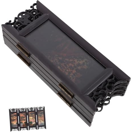 Cabilock Petit écran de décoration Paravent de Bureau décoration de Bureau Objet de décoration d'écran Chinois modèle d'écran décoratif cloison de séparation d'écran PP Black