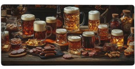 Tapis de Souris Bière,1000 x 500 x 3 mm Tapis de Souris XXL,Verre à vin Tapis Souris,Tapis de Bureau avec Bords Surpiqués,Lavable Accessoires Bureau,Les Jeux,la Maison et Le Bureau Mouse Pad -Y2053