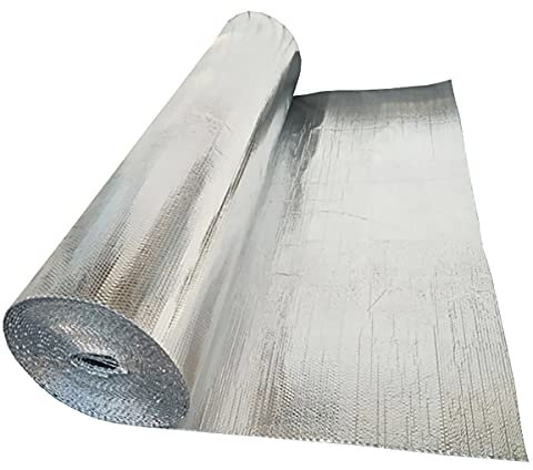 Aluminiumblasen-Isolierfolie, wasserdichtes Alumi Doppelte Blasenisolierung aus Aluminiumfolie, Thermofolie, wärmereflektierende Isolierrolle, Dampfsperre for Dachbodenwände, Dächer, Böden, Dachböden,