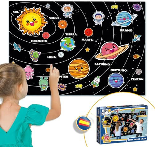 Big Minds - Entdecke Das Sonnensystem Kinder | Montessori Spielzeug Ab 4 Jahre | Kinder Geschenke Mit Figuren | Weltraum | Planeten auf Spanisch | Sonnensystem Modell | Weltall