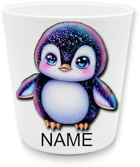 Kinderbecher Kunststoff mit Namen, Pinguin | Personalisiert, Zahnputzbecher, BPA frei